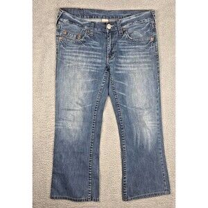 True Religion Johnny Blue Jeans Medium Wash Made In USA Bootcut Measures 38x29